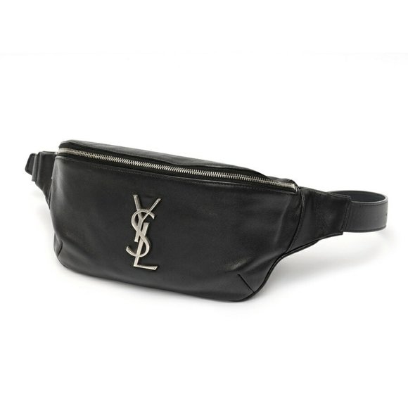 SAINT LAURENT Black Monogram Leather Hobo Bag - Picture 1 of 7